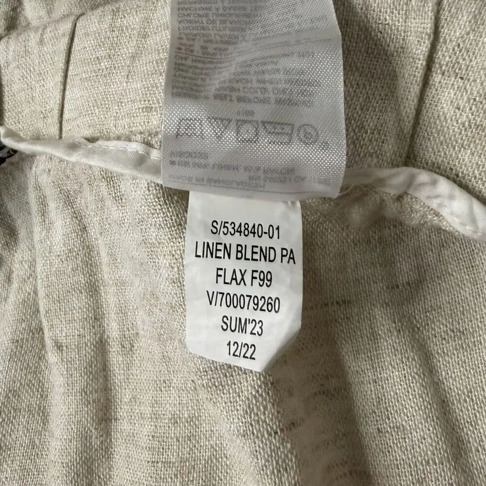 Banana Republic Linen Blend Pants Sz 18 Wide Leg Belted Coastal Paper Bag Waist